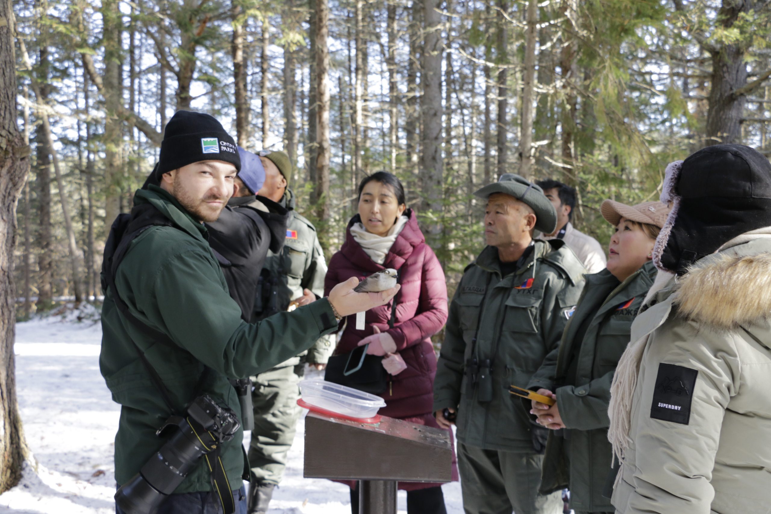 Mongolia study tour participants learning outdoors in Canada